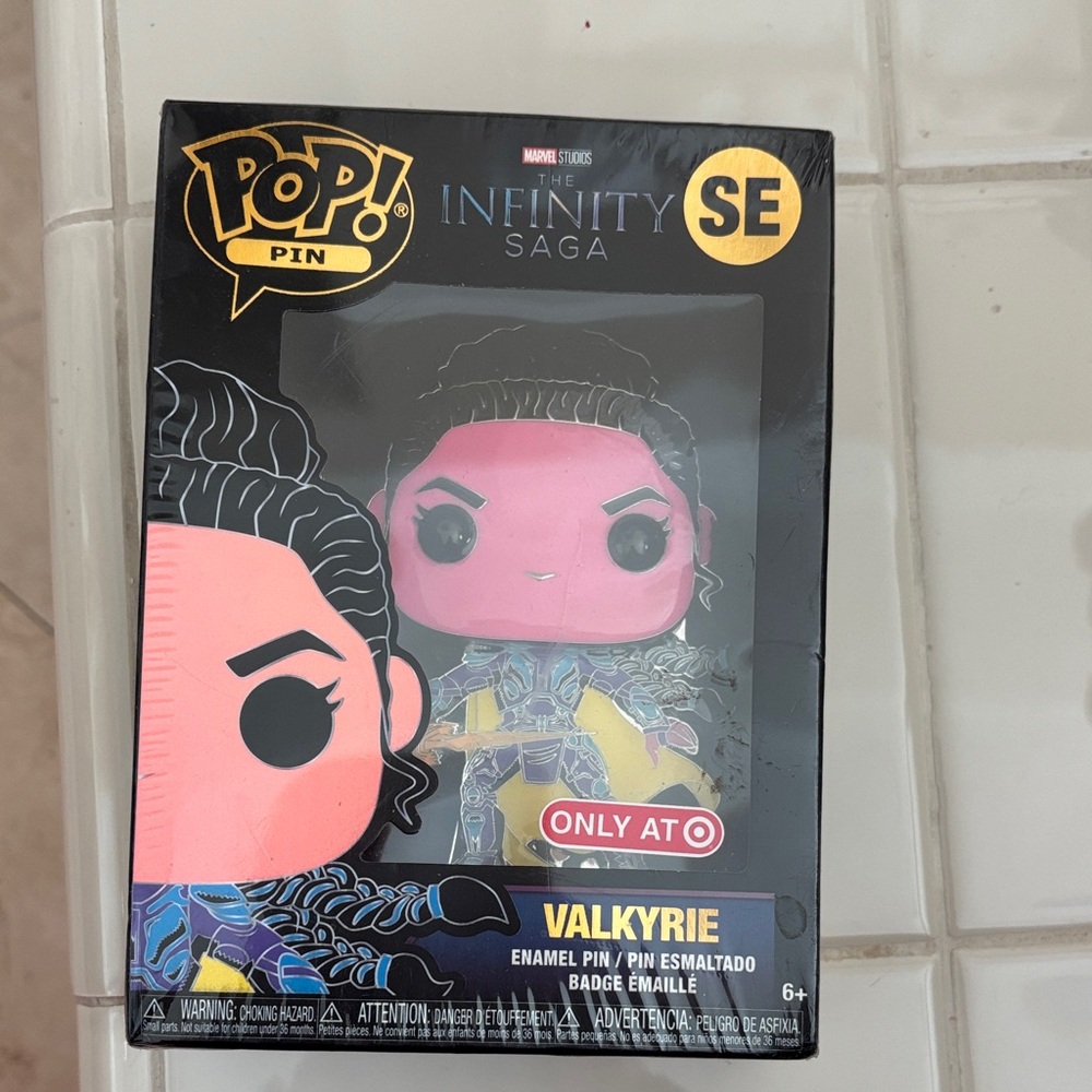 Pop Valkyrie Enamel Pin with Pink and Yellow